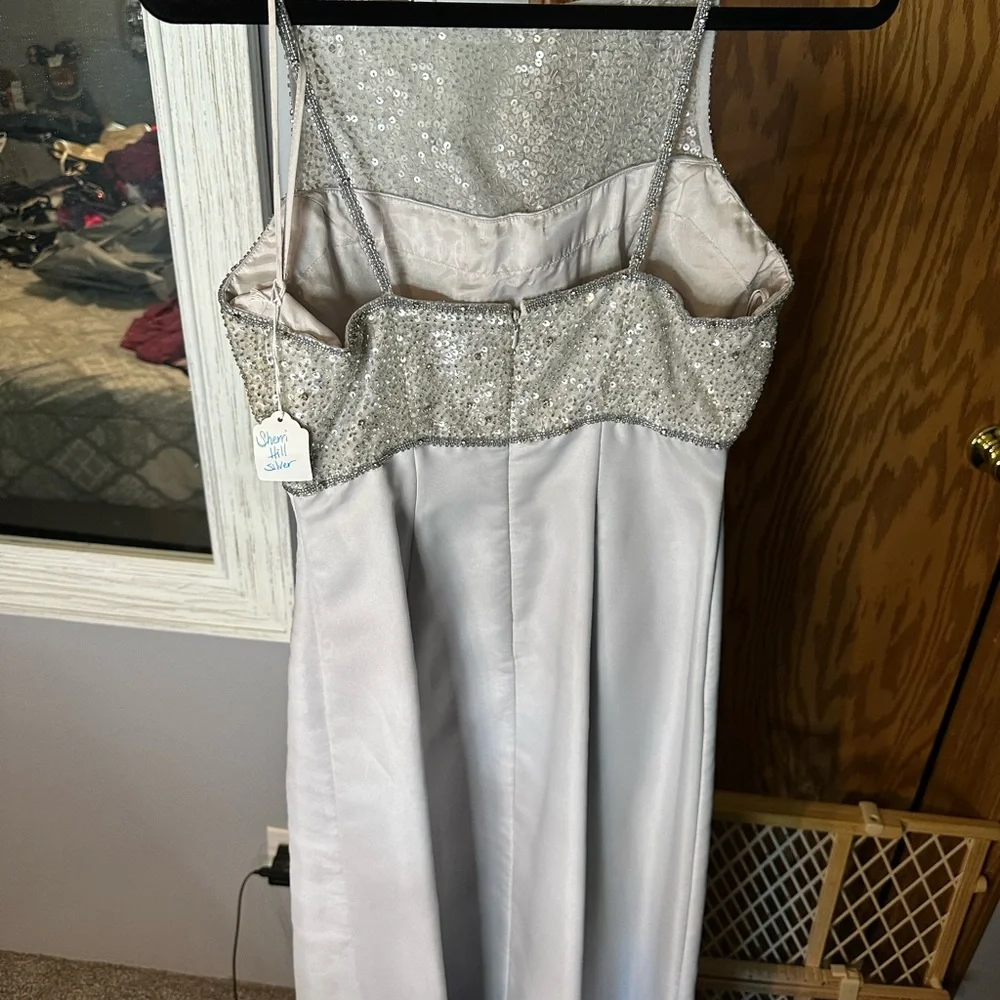Sherri Hill Silver Sequin Dress - Picture 3 of 4